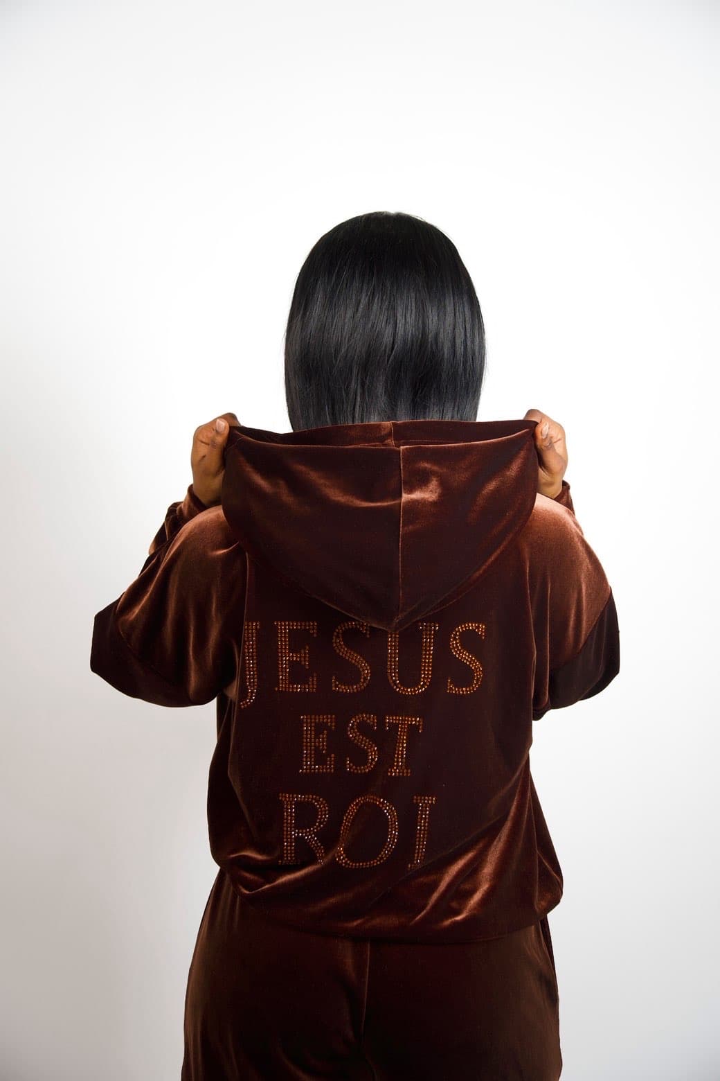 Sweat à capuche Velours "Jesus is King"
